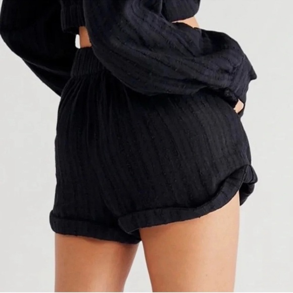 Free People Black Gauzy Elastic Waist Shorts - Picture 3 of 5
